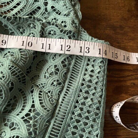 Reiss Herrera Cap Sleeve Lace Dress green fit and flare knee length ruffle 0 - Picture 13 of 16